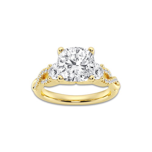 8.61 ctw Cushion Lab-Grown Diamond Side Stone Engagement Ring in 14K Yellow Gold for Women | Colorless D, VVS1 Clarity, IGI Certified 8.00 ct Center Diamond