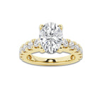 3.00 ctw Oval Lab-Grown Diamond Split-Prong Set Side Stone Engagement Ring in 14K Yellow Gold for Women | Colorless D, VVS1 Clarity, IGI Certified 2.00 ct Center Diamond