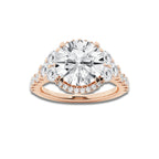 4 ctw Round Lab Grown Diamond Halo Engagement Ring 18K Rose Gold, E, VS1 | 3 ct Center