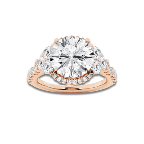 4 ctw Round Lab Grown Diamond Halo Engagement Ring 18K Rose Gold, E, VS1 | 3 ct Center