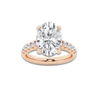 5.43 ctw Oval Lab-Grown Diamond Pave Engagement Ring in 14K Rose Gold for Women | D Color, VVS1 Clarity, IGI Certified 5.00 ct Center Diamond