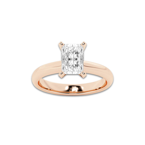1.50 ctw Radiant Lab-Grown Diamond Minimalist Engagement Ring in 14K Rose Gold for Women | D Color, VVS1 Clarity, IGI Certified
