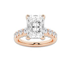 6.66 ctw Radiant Lab-Grown Diamond Side Stone Engagement Ring in 14K Rose Gold for Women | Colorless D, VVS1 Clarity, IGI Certified 6.00 Ct Center Diamond