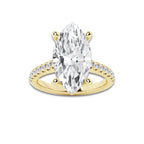 6.44 ctw Marquise Lab-Grown Diamond Hidden Halo Side Stone Engagement Ring in 18K Yellow Gold for Women | Colorless E, VS1 Clarity, IGI Certified 6.00 ct Center Diamond