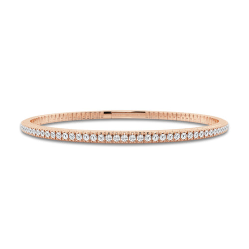 2 ctw Round Lab Grown Diamond Flex Bangle Bracelet - 7 Inches 14K Rose Gold, DE, VS1