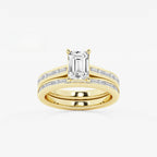 Synergy 2 1/4 ctw Emerald Lab Grown Diamond Baguette and Princess Side Stone Bridal Set 14K Yellow Gold, E, VS1 | IGI Certified, 1 1/2 ct Center