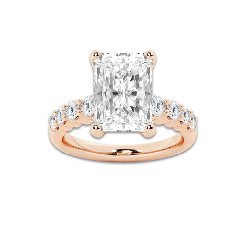 7.66 ctw Radiant Lab-Grown Diamond Side Stone Engagement Ring in 14K Rose Gold for Women | Colorless D, VVS1 Clarity, IGI Certified 7.00 Ct Center Diamond