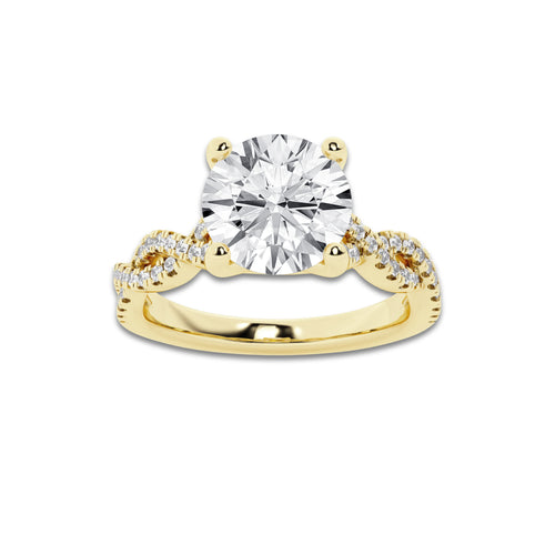 1.75 ctw Round Lab-Grown Diamond Twisted Shank Engagement Ring in 14K Yellow Gold for Women | D Color, VVS1 Clarity, IGI Certified 1.50 ct Center Diamond