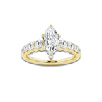 1.54 ctw Marquise Lab-Grown Diamond Side Stone Engagement Ring in 14K Yellow Gold for Women | Colorless D, VVS1 Clarity, IGI Certified 1.00 Ct Center Diamond