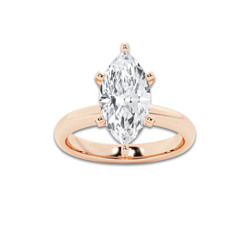 8.00 ctw Marquise Lab-Grown Diamond Minimalist Engagement Ring in 14K Rose Gold for Women | E Color, VS1 Clarity, IGI Certified