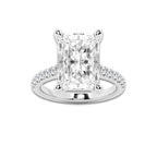 7.47 ctw Radiant Lab-Grown Diamond Hidden Halo Side Stone Engagement Ring in Platinum for Women | Colorless D, VVS1 Clarity, IGI Certified 7.00 ct Center Diamond
