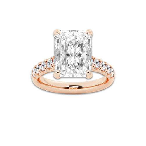 7.55 ctw Radiant Lab-Grown Diamond Pave Engagement Ring in 14K Rose Gold for Women | D Color, VVS1 Clarity, IGI Certified 7.00 ct Center Diamond