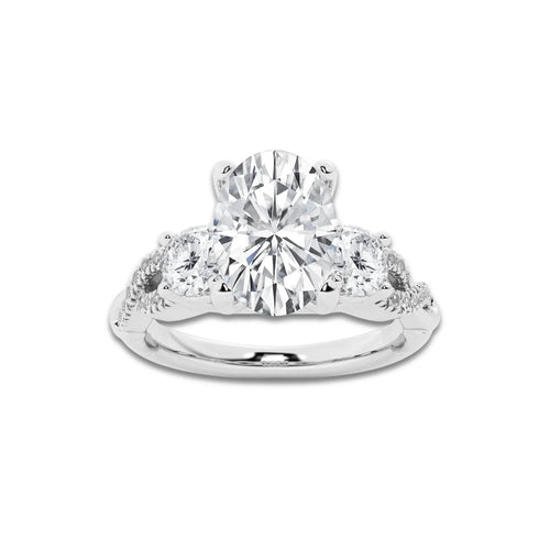 1.98 ctw Oval Lab-Grown Diamond Side Stone Engagement Ring in Platinum for Women | Colorless D, VVS1 Clarity, IGI Certified 1.50 ct Center Diamond