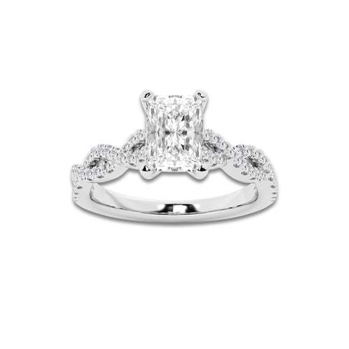 1.25 ctw Radiant Lab-Grown Diamond Twisted Shank Engagement Ring in Platinum for Women | D Color, VVS1 Clarity, IGI Certified 1.00 ct Center Diamond