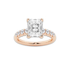 4.66 ctw Radiant Lab-Grown Diamond Side Stone Engagement Ring in 14K Rose Gold for Women | Colorless D, VVS1 Clarity, IGI Certified 4.00 Ct Center Diamond