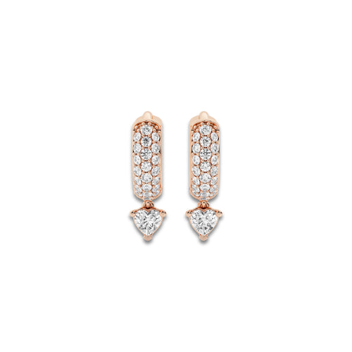 näas Bombë 1/2 ctw Heart Lab Grown Diamond Huggie Hoop Earrings 14K Rose Gold, DE, VS1