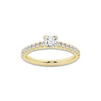 0.89 ctw Asscher Lab-Grown Diamond Pave Engagement Ring in 14K Yellow Gold for Women | E Color, VS1 Clarity, IGI Certified 0.50 ct Center Diamond