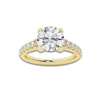 2.40 ctw Round Lab-Grown Diamond Pave Engagement Ring in 14K Yellow Gold for Women | D Color, VVS1 Clarity, IGI Certified 2.00 ct Center Diamond
