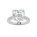 4.34 ctw Heart Lab-Grown Diamond Hidden Halo Side Stone Engagement Ring in Platinum for Women | Colorless E, VS1 Clarity, IGI Certified 4.00 ct Center Diamond
