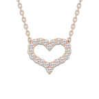 1/4 ctw Round Lab Grown Diamond Open Heart Pendant with Adjustable Chain 14K Rose Gold, DE, VS1