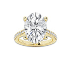 8.45 ctw Oval Lab-Grown Diamond Hidden Halo Side Stone Engagement Ring in 18K Yellow Gold for Women | Colorless D, VVS1 Clarity, IGI Certified 8.00 ct Center Diamond