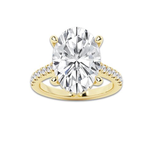 8.45 ctw Oval Lab-Grown Diamond Hidden Halo Side Stone Engagement Ring in 18K Yellow Gold for Women | Colorless D, VVS1 Clarity, IGI Certified 8.00 ct Center Diamond