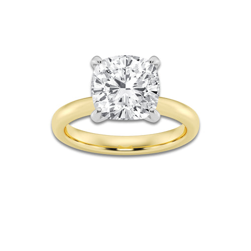 3.00 ctw Cushion Lab-Grown Diamond Solitaire Engagement Ring in 14K White Gold And Yellow Gold for Women | Colorless D, VVS1 Clarity, IGI Certified