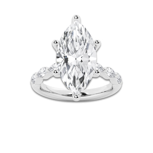 6.48 ctw Marquise Lab-Grown Diamond Marquise Side Stone Engagement Ring in Platinum for Women | Colorless E, VS1 Clarity, IGI Certified 6.00 ct Center Diamond