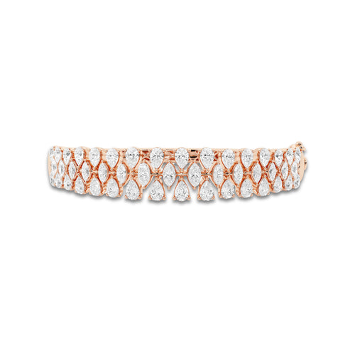 5 3/4 ctw Marquise and Pear Lab Grown Diamond Bangle Bracelet 7 Inches 18K Rose Gold, DE, VS1