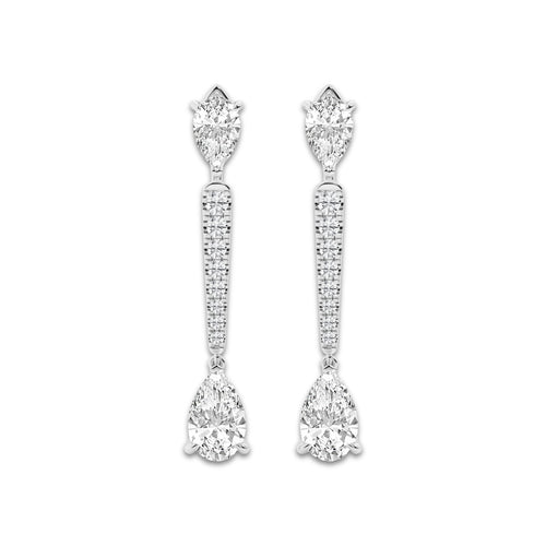 6 3/4 ctw Pear Lab Grown Diamond Drop Earrings 14K White Gold, E, VS1