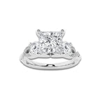 1.98 ctw Princess Lab-Grown Diamond Side Stone Engagement Ring in 14K White Gold for Women | Colorless D, VVS1 Clarity, IGI Certified 1.50 ct Center Diamond