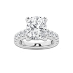 7.00 ctw Elongated Cushion Lab-Grown Diamond Split-Prong Set Side Stone Engagement Ring in 14K White Gold for Women | Colorless E, VS1 Clarity, IGI Certified 6.00 ct Center Diamond