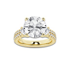6.96 ctw Round Lab-Grown Diamond Three Stone Double Row Engagement Ring in 14K Yellow Gold for Women | E Color, VS1 Clarity, IGI Certified 6.00 ct Center Diamond