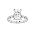 3.28 ctw Radiant Lab-Grown Diamond Hidden Halo Side Stone Engagement Ring in Platinum for Women | Colorless D, VVS1 Clarity, IGI Certified 3.00 ct Center Diamond