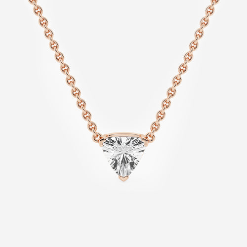 näas Ethereal 1 ctw Trillion Lab Grown Diamond Solitaire Pendant with Adjustable Chain 14K Rose Gold, E, VS1 | IGI Certified, 1 ct Center