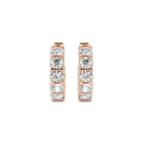 näas Empowering 1 1/2 ctw Round Lab Grown Diamond Huggie Hoop Earrings 14K Rose Gold, DE, VS1