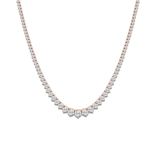 10 ctw Round Lab Grown Diamond Graduated Riviera Necklace 14K Rose Gold, DE, VS1