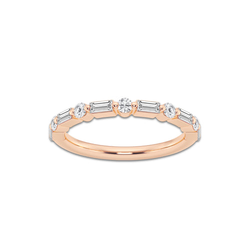 Aubrey 1/2 ctw Round and Baguette Lab Grown Diamond Eleven Stone Wedding Band 14K Rose Gold, DE, VS1