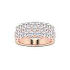 Hula 2 ctw Round Lab Grown Diamond Three Row Band 14K Rose Gold, DE, VS1