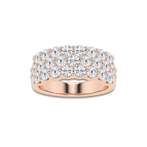 Hula 2 ctw Round Lab Grown Diamond Three Row Band 14K Rose Gold, DE, VS1