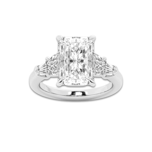 5 3/4 ctw Radiant Lab Grown Diamond Side Stone Engagement Ring Platinum, D, VVS | 5 ct Center