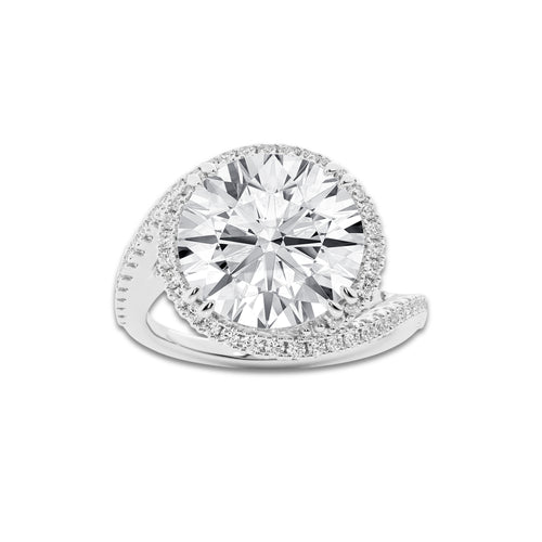 5 1/2 ctw Round Lab Grown Diamond Bypass Engagement Ring Platinum, D, VVS | 5 ct Center