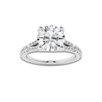 2.33 ctw Round Lab-Grown Diamond Split Shank Side Stone Engagement Ring in Platinum for Women | Colorless E, VS1 Clarity, IGI Certified 2.00 ct Center Diamond