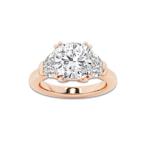 Doris 3 3/4 ctw Cushion Lab Grown Diamond Engagement Ring 18K Rose Gold, D, VVS | IGI Certified, 3 ct Center