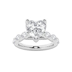 2.53 ctw Heart Lab-Grown Diamond Marquise Side Stone Engagement Ring in Platinum for Women | Colorless D, VVS1 Clarity, IGI Certified 2.00 ct Center Diamond