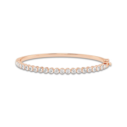 3 1/6 ctw Round Lab Grown Diamond Floating Bangle Bracelet - 7 Inches 14K Rose Gold, DE, VS1
