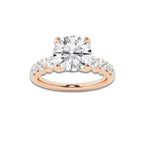2.04 ctw Round Lab-Grown Diamond Side Stone Engagement Ring in 14K Rose Gold for Women | Colorless E, VS1 Clarity, IGI Certified 1.50 Ct Center Diamond