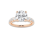 2.54 ctw Round Lab-Grown Diamond Side Stone Engagement Ring in 14K Rose Gold for Women | Colorless E, VS1 Clarity, IGI Certified 2.00 Ct Center Diamond