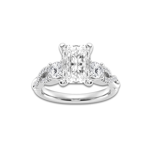 3 1/10 ctw Radiant Lab Grown Diamond Swirl Engagement Ring Platinum, D, VVS | 2 1/2 ct Center