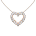 1 1/2 ctw Round Lab Grown Diamond Heart Pendant With Adjustable Chain 14K Rose Gold, DE, VS1